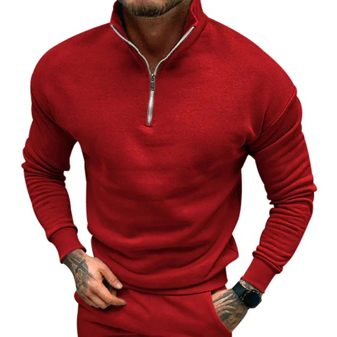 Herre Halv Zip Striktrøje Ren Minimal Pullover Stil