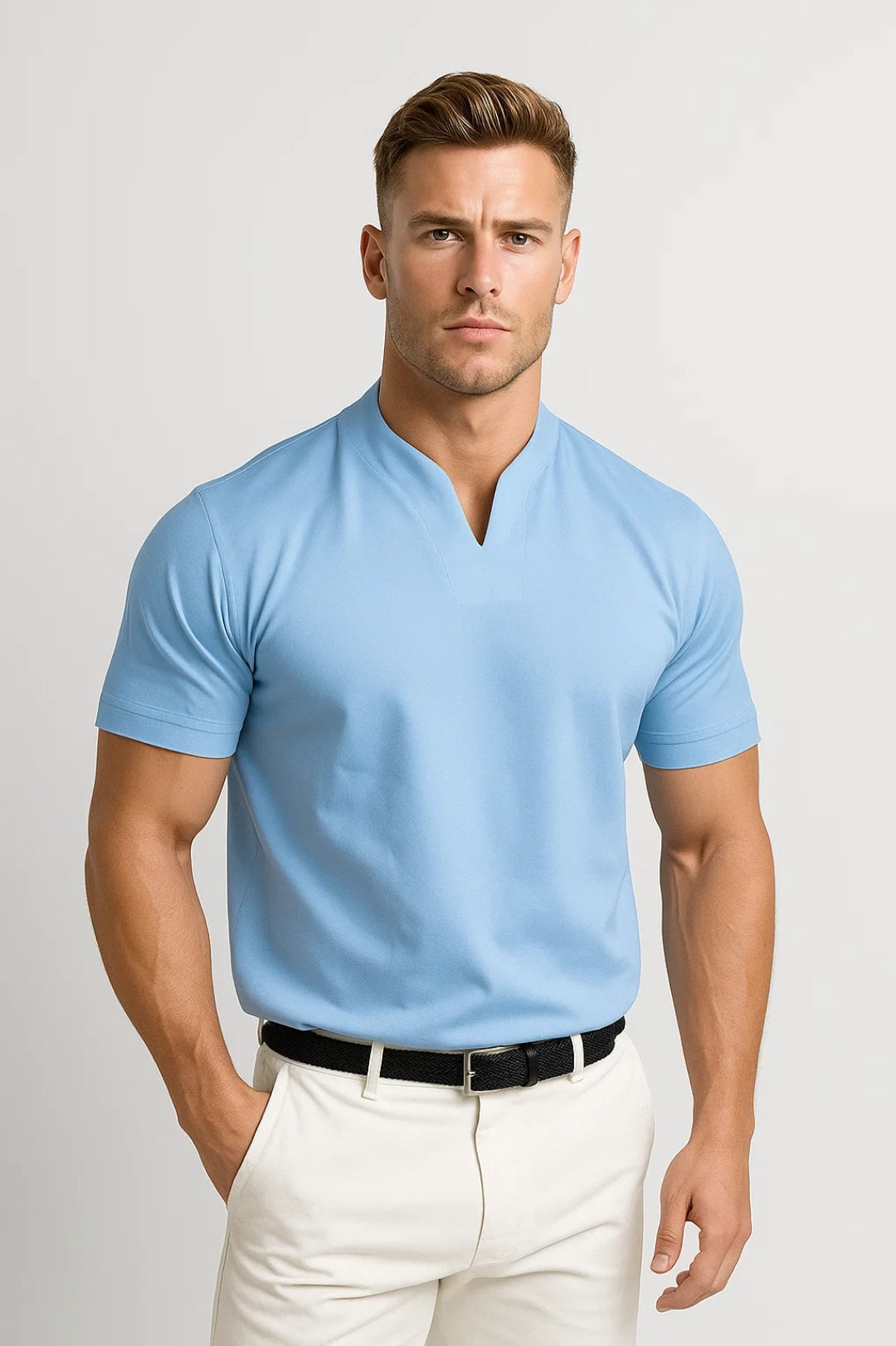 Herre Split Krave Skjorte Kort Ærme Casual Top
