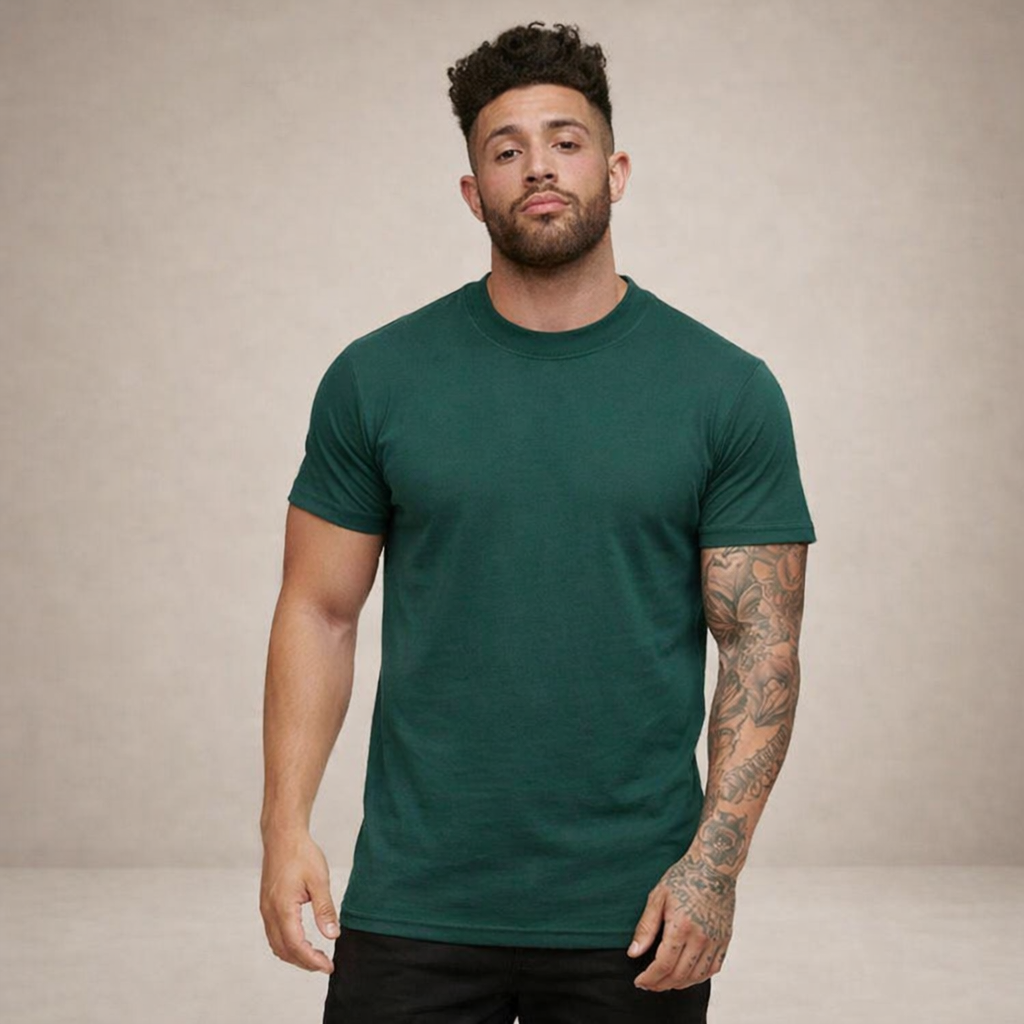 Herre Slim Fit Crew Neck Essential Bomulds T-Shirt