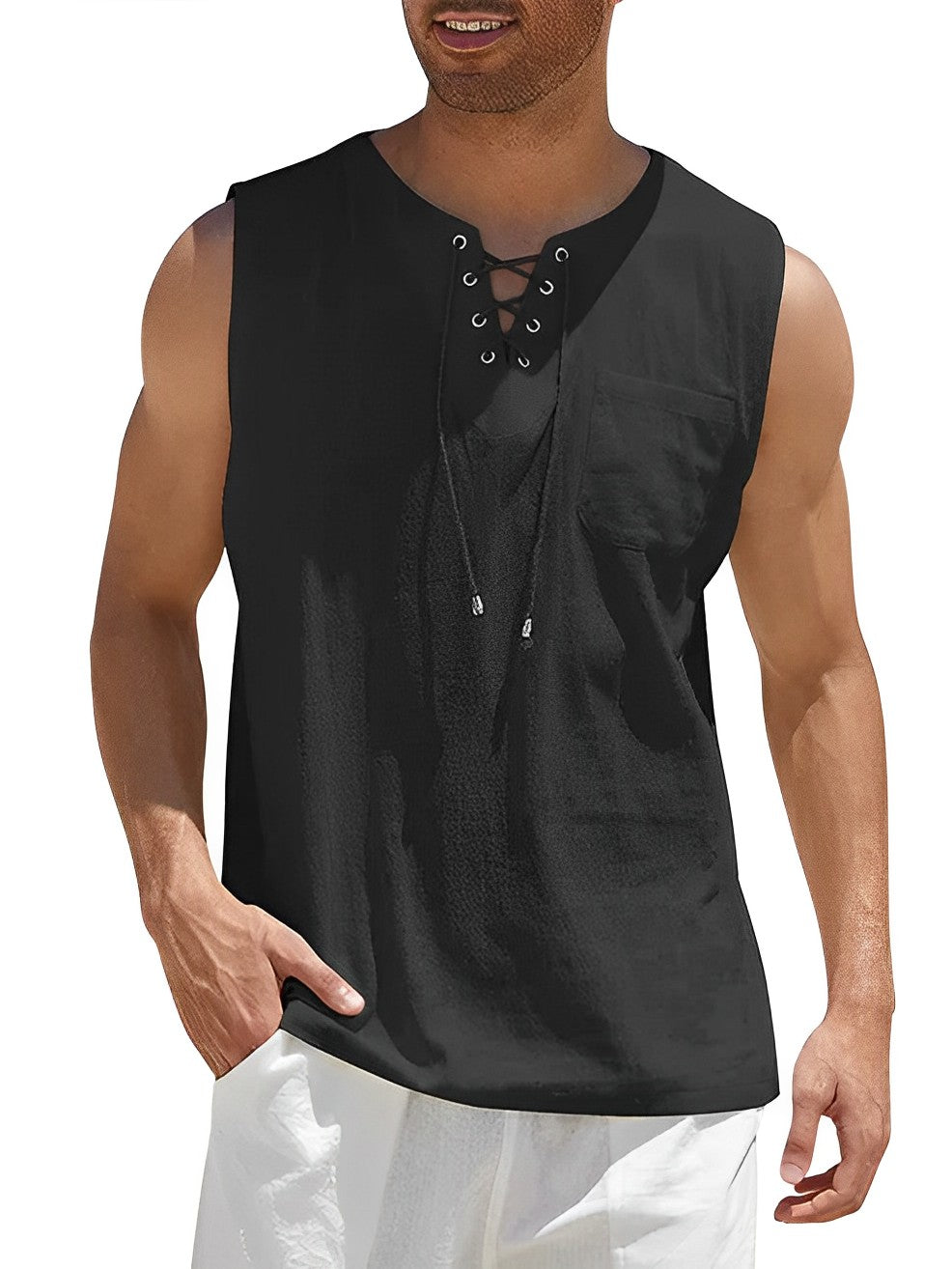 Herre Sommer Tanktop Letvægts Åndbar Løs Pasform Uden Ærmer Casual Top