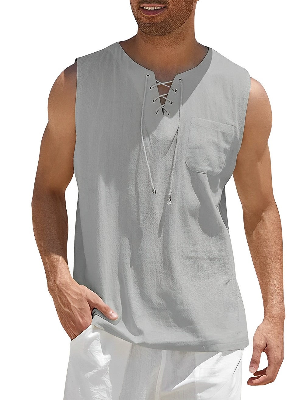 Herre Sommer Tanktop Letvægts Åndbar Løs Pasform Uden Ærmer Casual Top