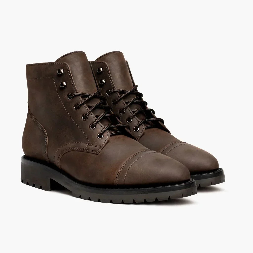 Herre Ægte Læder Cap Toe Støvler