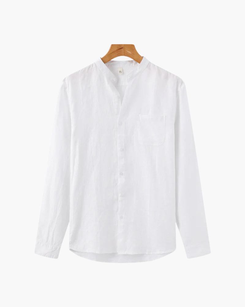 Herre Linned Button-Up Skjorte Afslappet Langærmet Essential