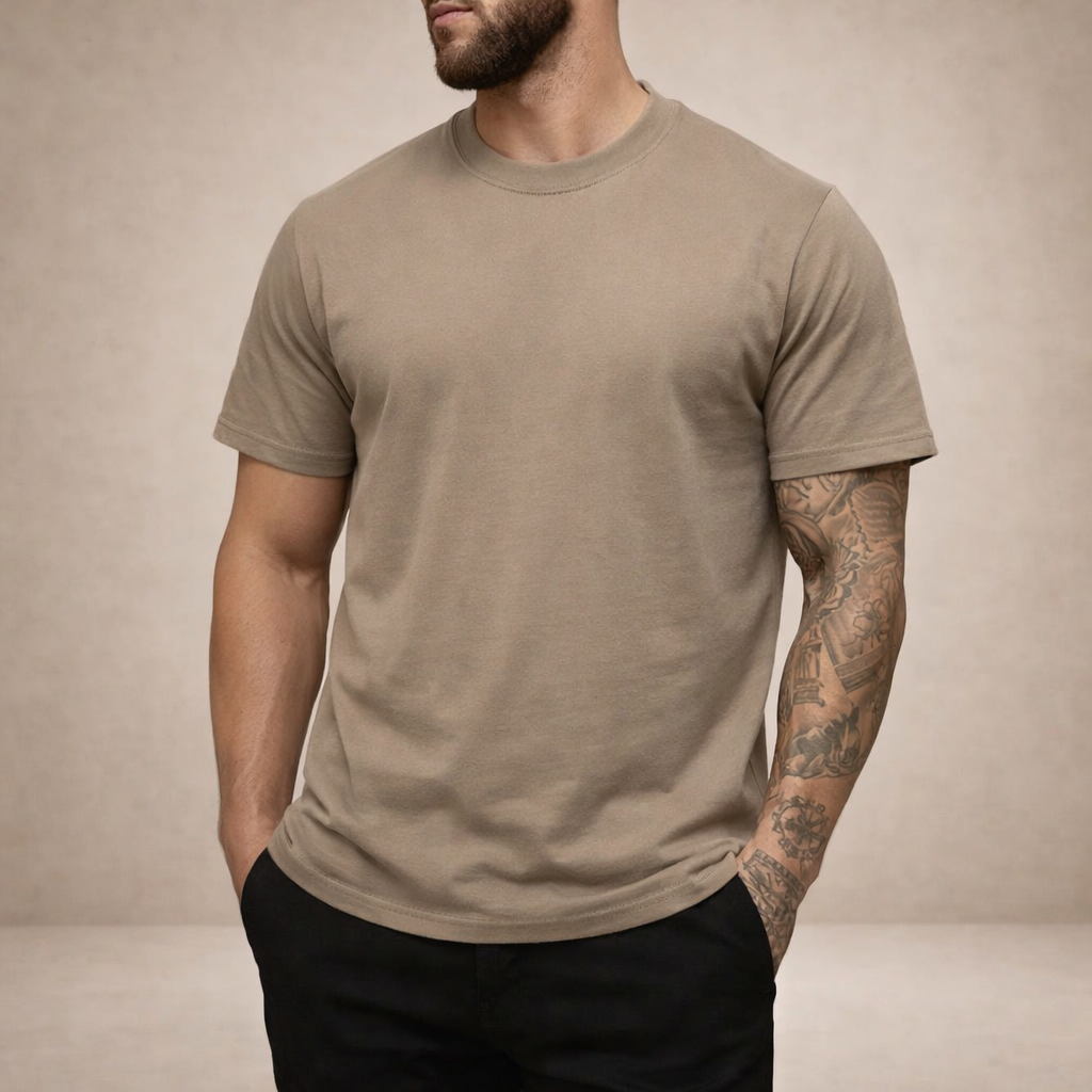 Herre Slim Fit Crew Neck Essential Bomulds T-Shirt