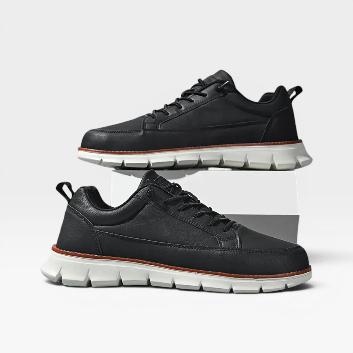 Herre Casual Læder Sneakers – Snøre Op Polstrede Hverdags Sneakers