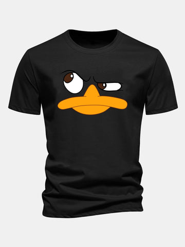 Herre Grafisk T-Shirt med Tegneserieansigt Print Casual Fit
