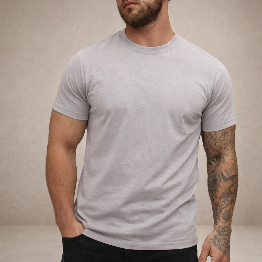 Herre Slim Fit Crew Neck Essential Bomulds T-Shirt