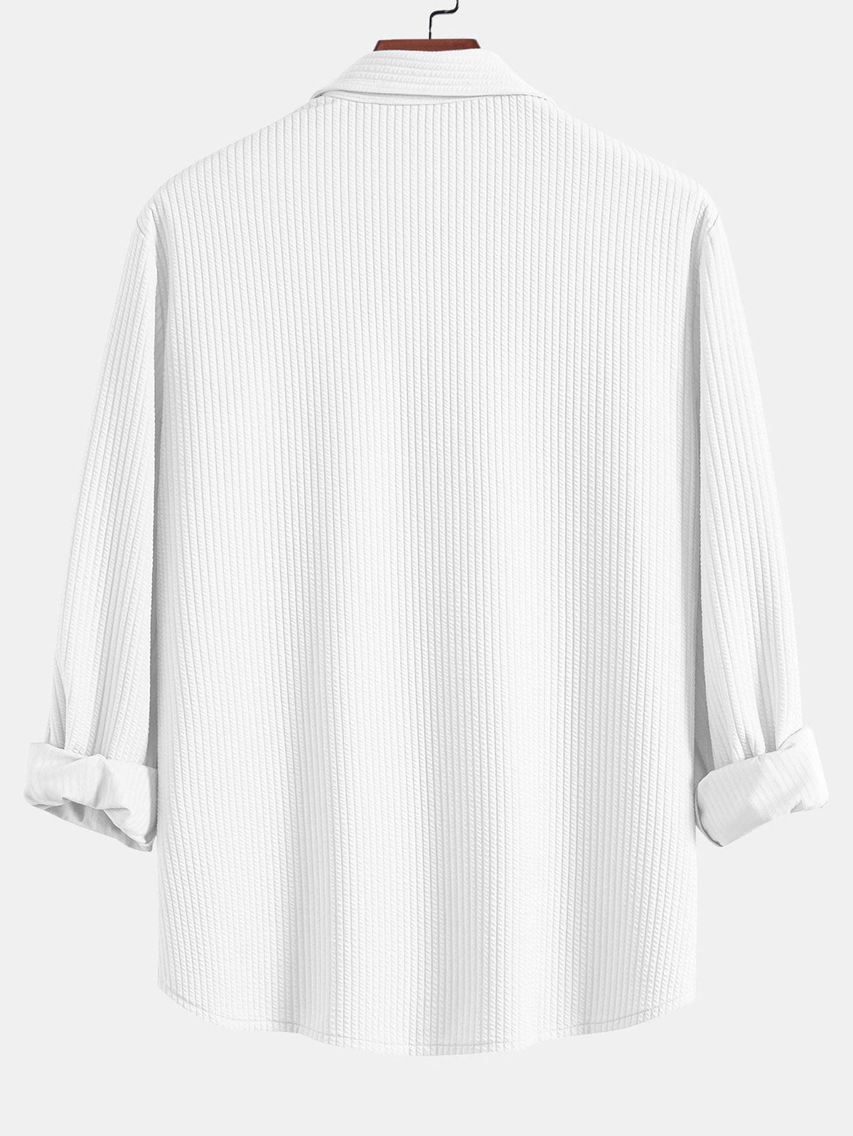 Herre Muskel-Fit Ribbet Knappeskjorte – Stretch Tekstureret Smart Casual Top