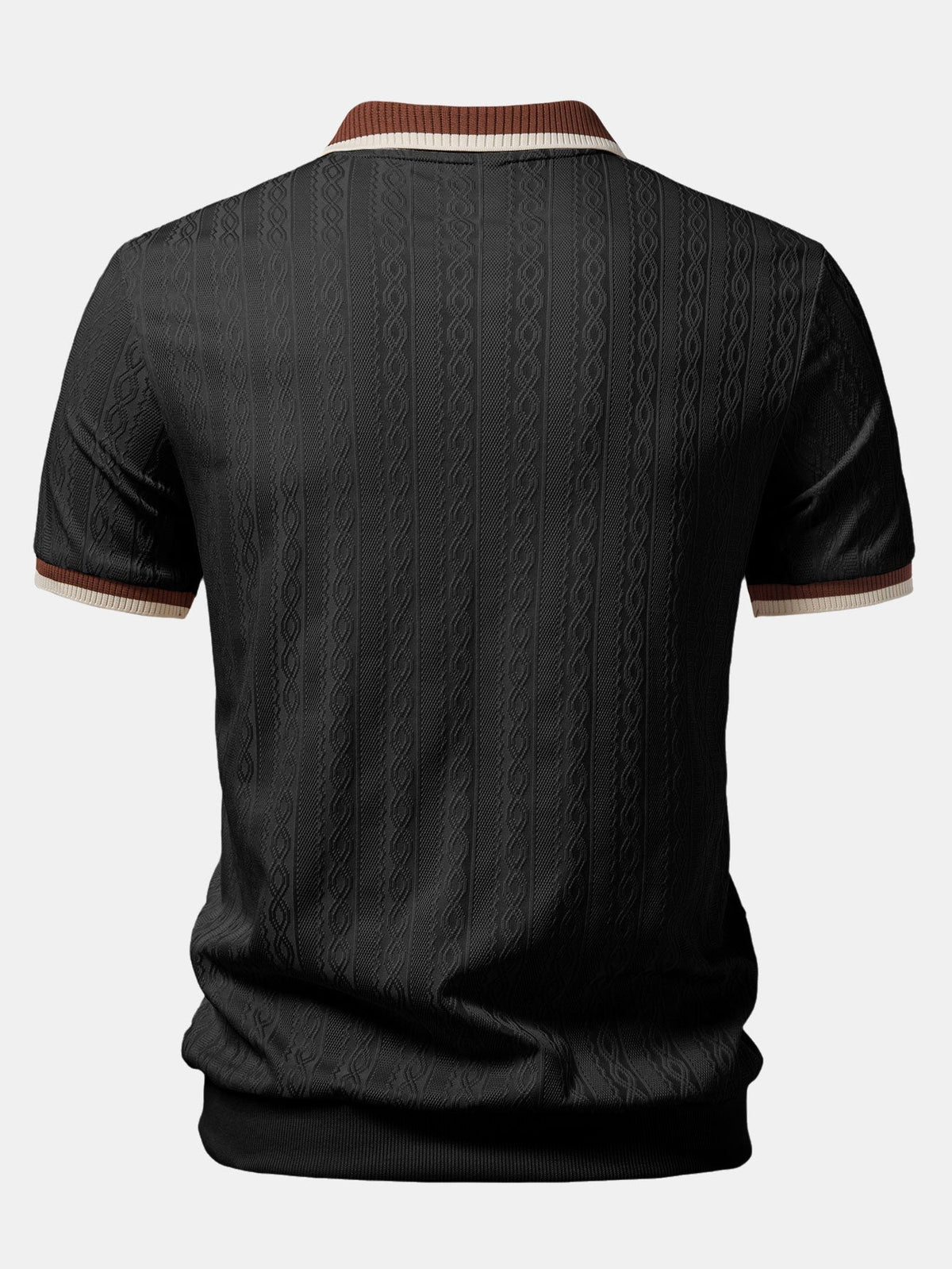 Herre Textured Knit Polo Quarter Zip Skræddersyet Pasform