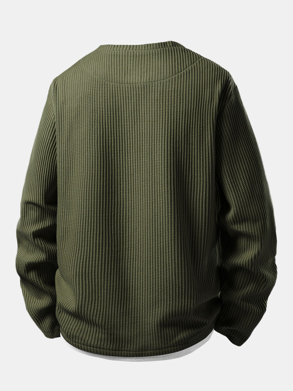 Herres Waffle Notch-Neck T-Shirt med Indbygget Lag – Afslappet Overgangs Langærmet