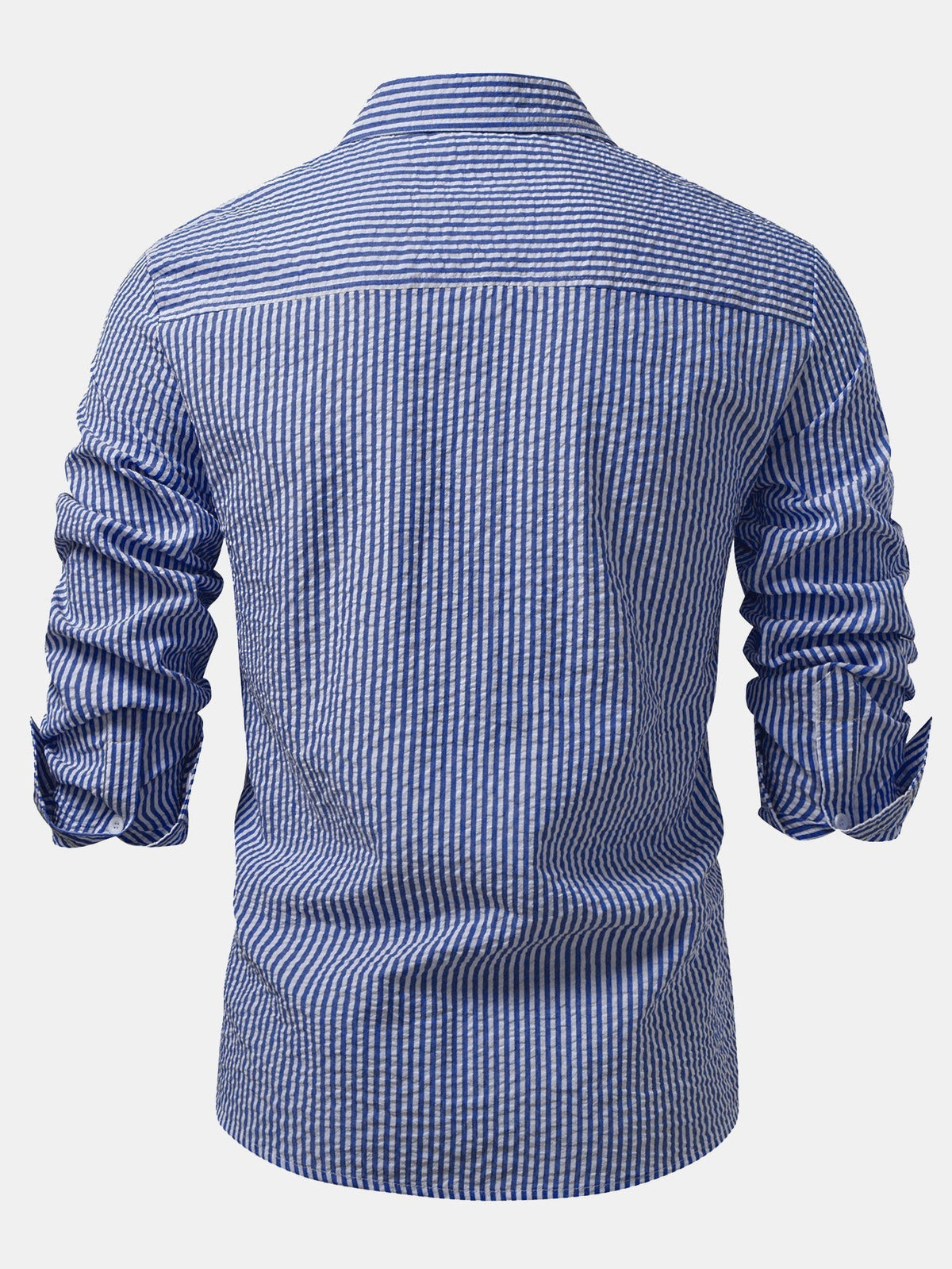 Herre Seersucker Skjorte med Knapper – Regular Fit Smart Casual Lag til Arbejdsdage og Weekender