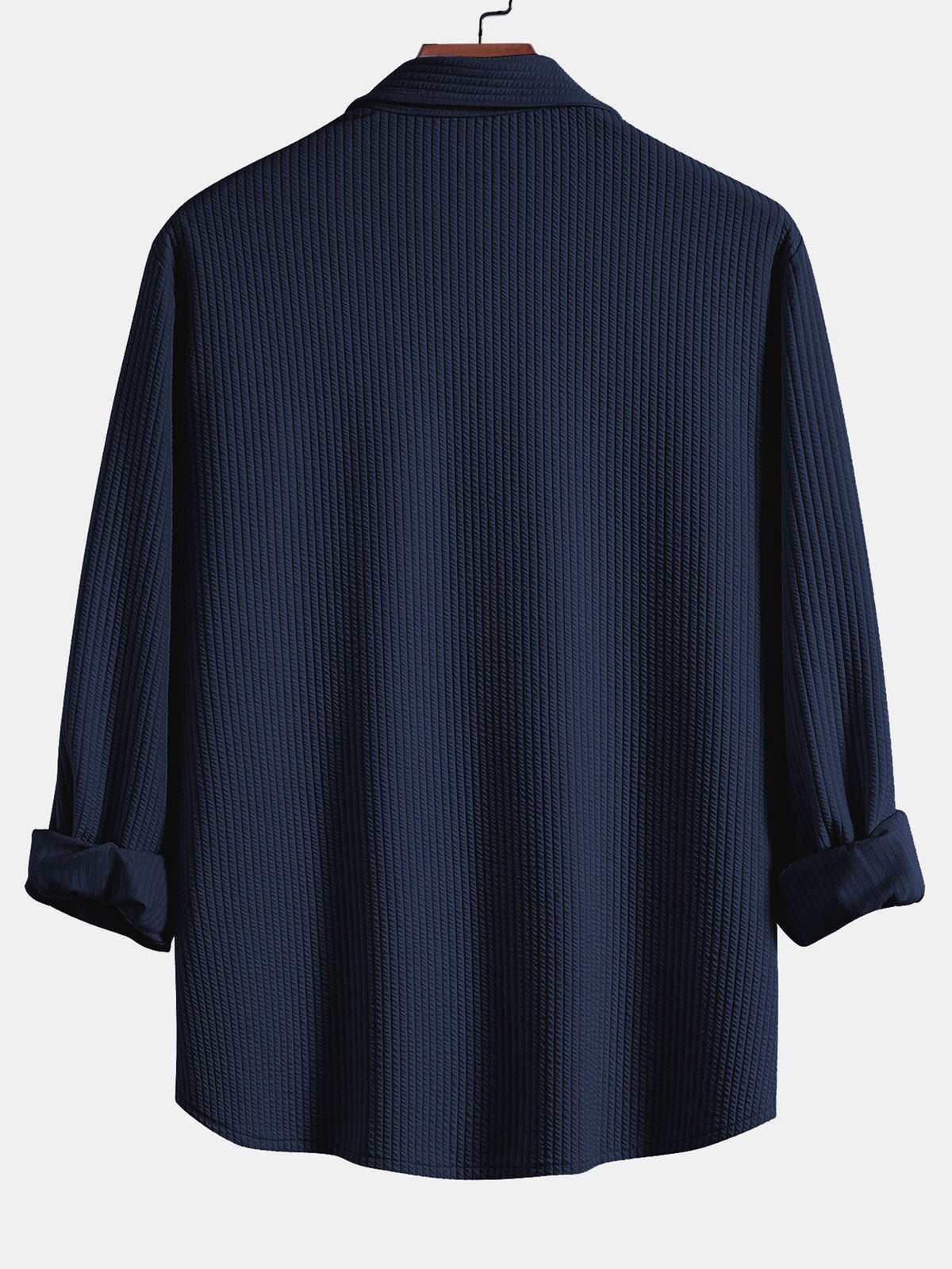 Herre Muscle-Fit Ribbet Knappeskjorte – Stræk Tekstur Smart Casual Top