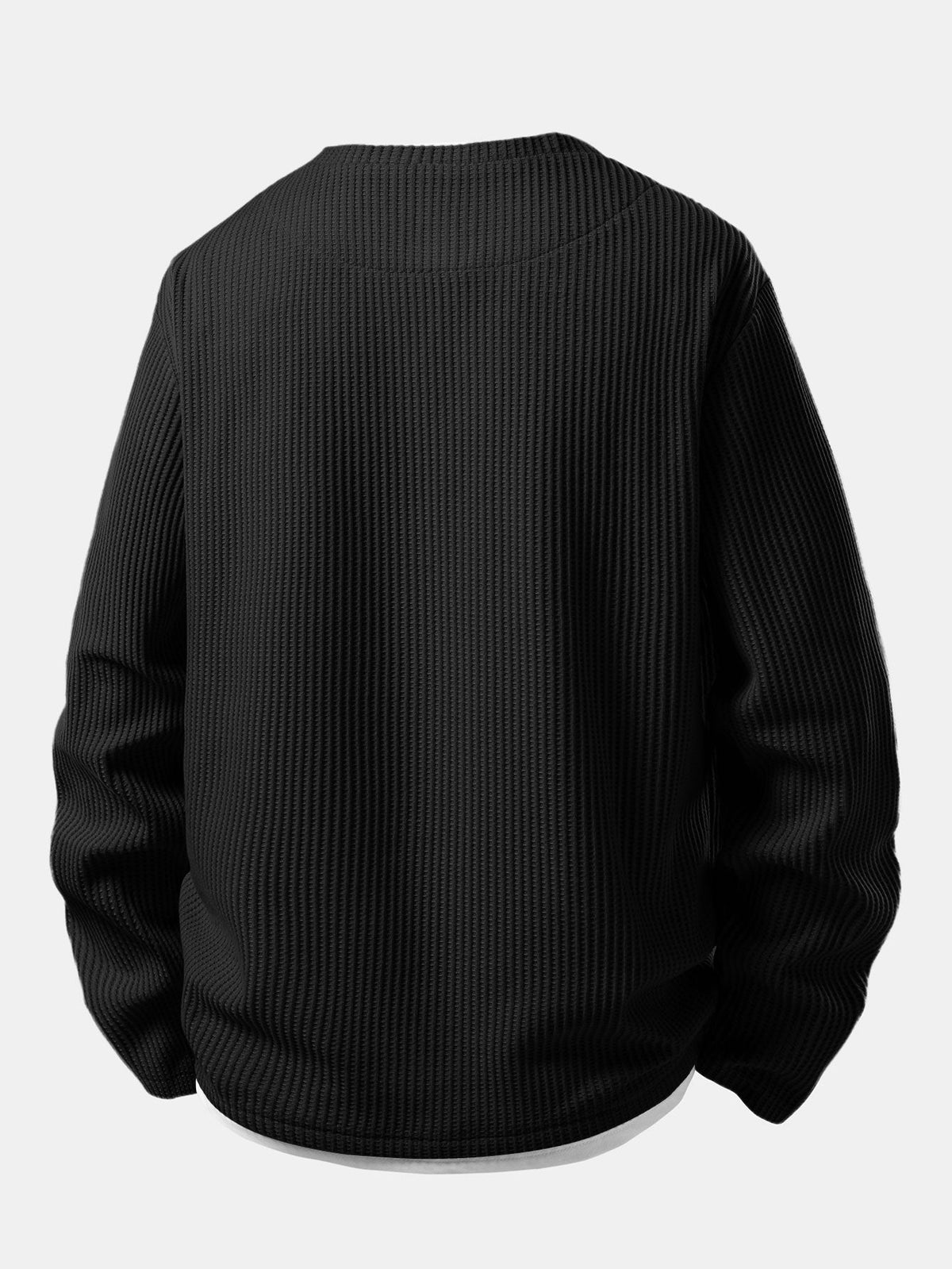 Herres Waffle Notch-Neck T-Shirt med Indbygget Lag – Afslappet Overgangs Langærmet
