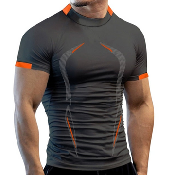 Herres kompressions sports T-shirt – Skulptureret kortærmet træningstop med performance panel detaljer