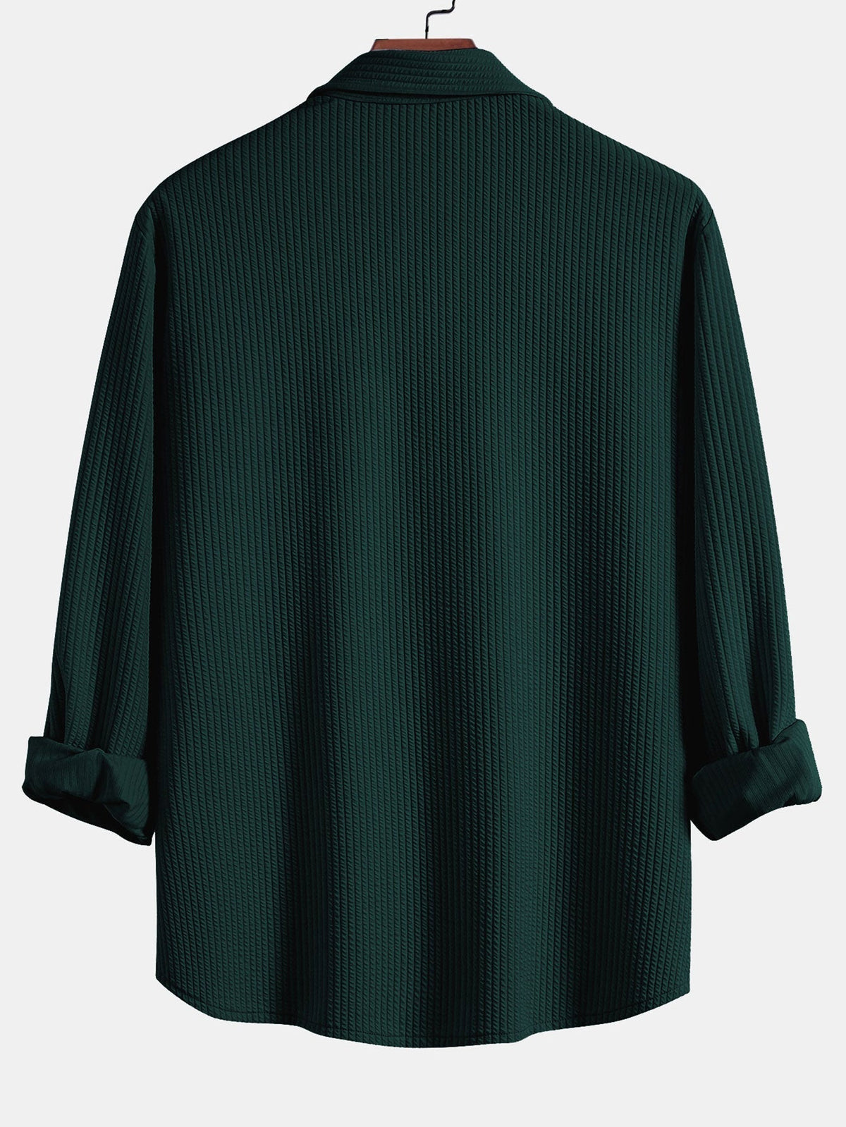 Herre Muskel-Fit Ribbet Knappeskjorte – Stretch Tekstureret Smart Casual Top