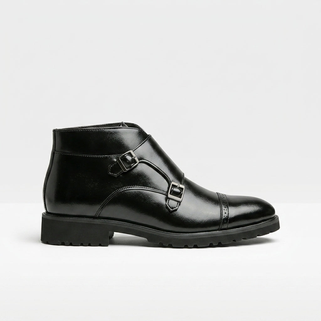 Herre Læder Monk Strap Ankelstøvler