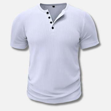 Herren Ribbet Slim Fit Korte Ærmer Henley T-Shirt