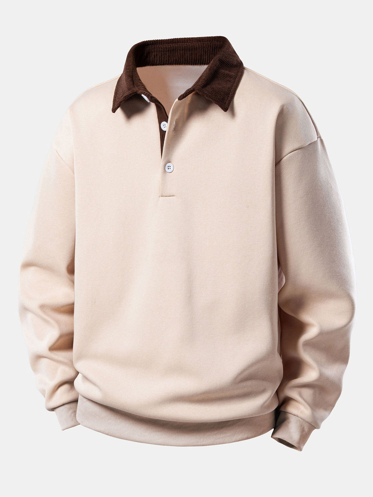 Herre Relaxed Polo Sweatshirt med Corduroy Krave – Bomuldsblanding til Efteråret