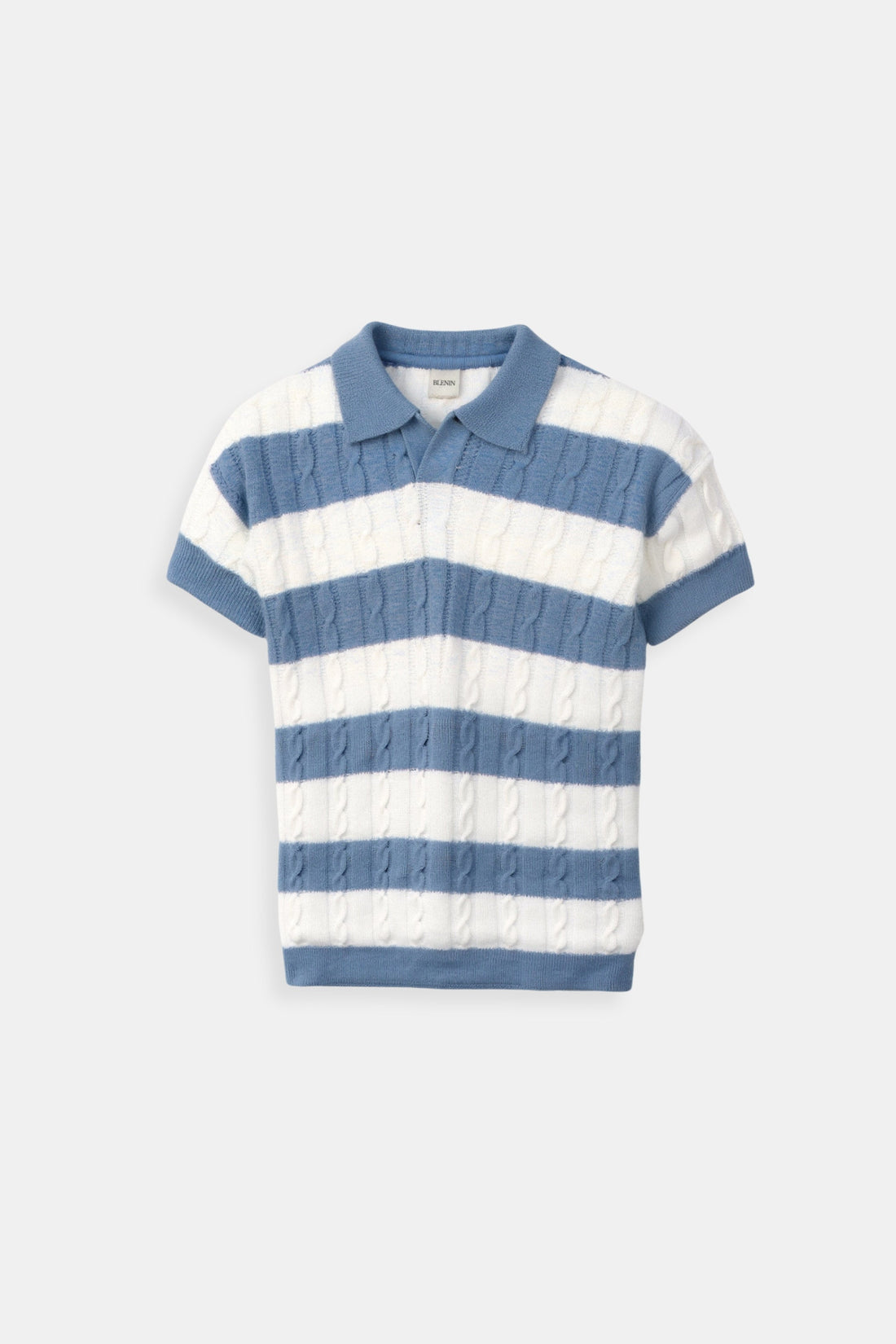 Herre Strikket Stribet Polo Tekstureret Smart Casual Sommer Skjorte