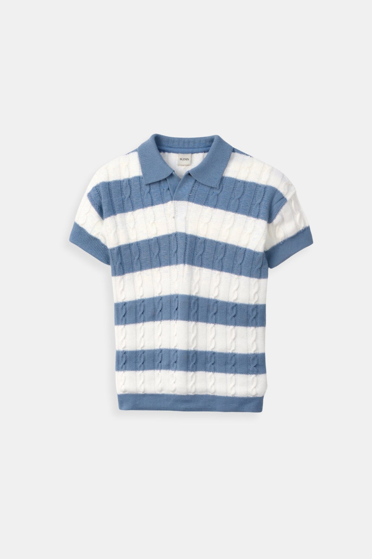 Herre Strikket Stribet Polo Tekstureret Smart Casual Sommer Skjorte