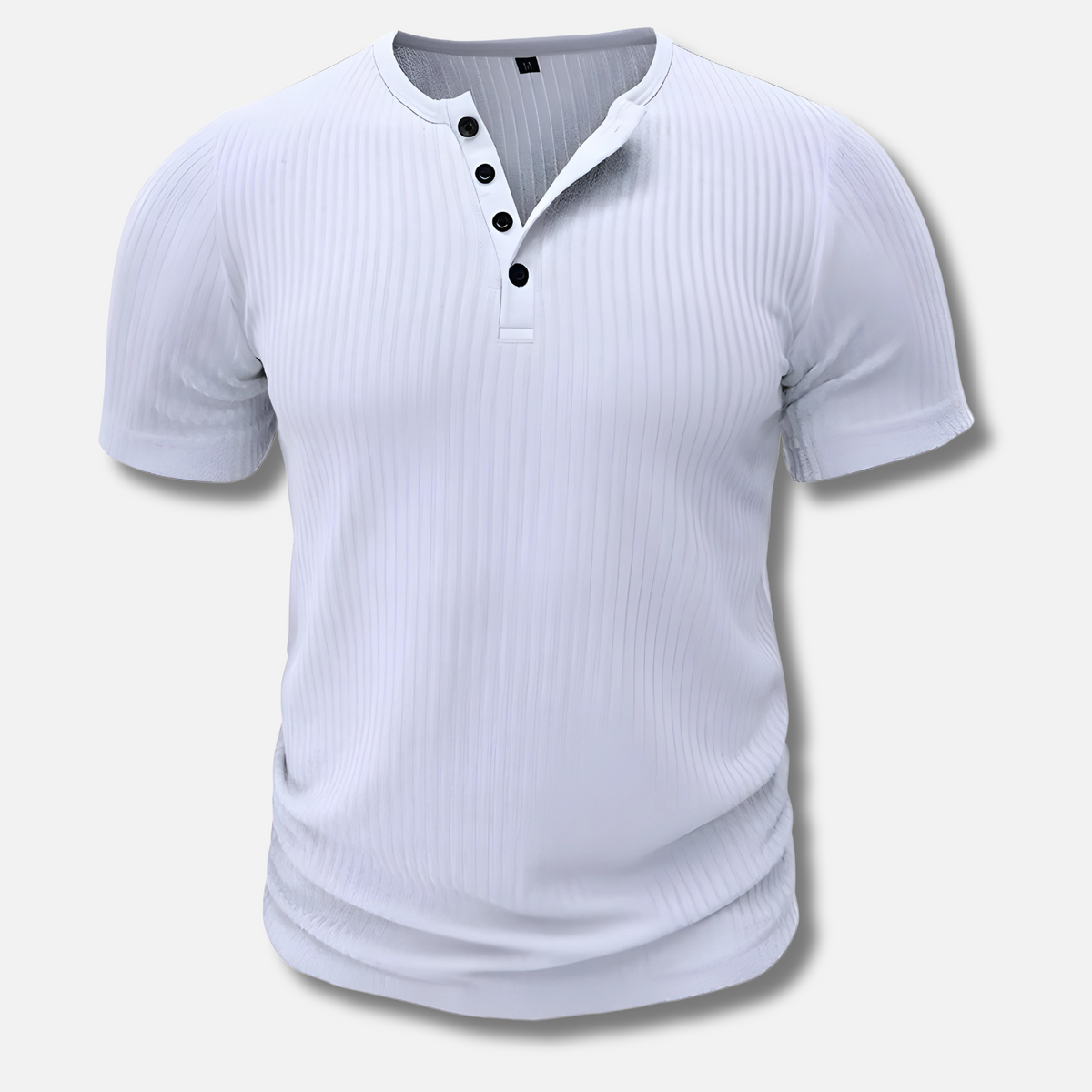 Herre Ribbet Slim Fit Kortærmet Henley T-Shirt