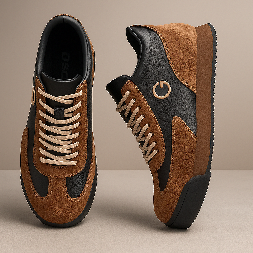 Herre Suede Læder Retro Sneakers – To Farvet Casual Sneakers