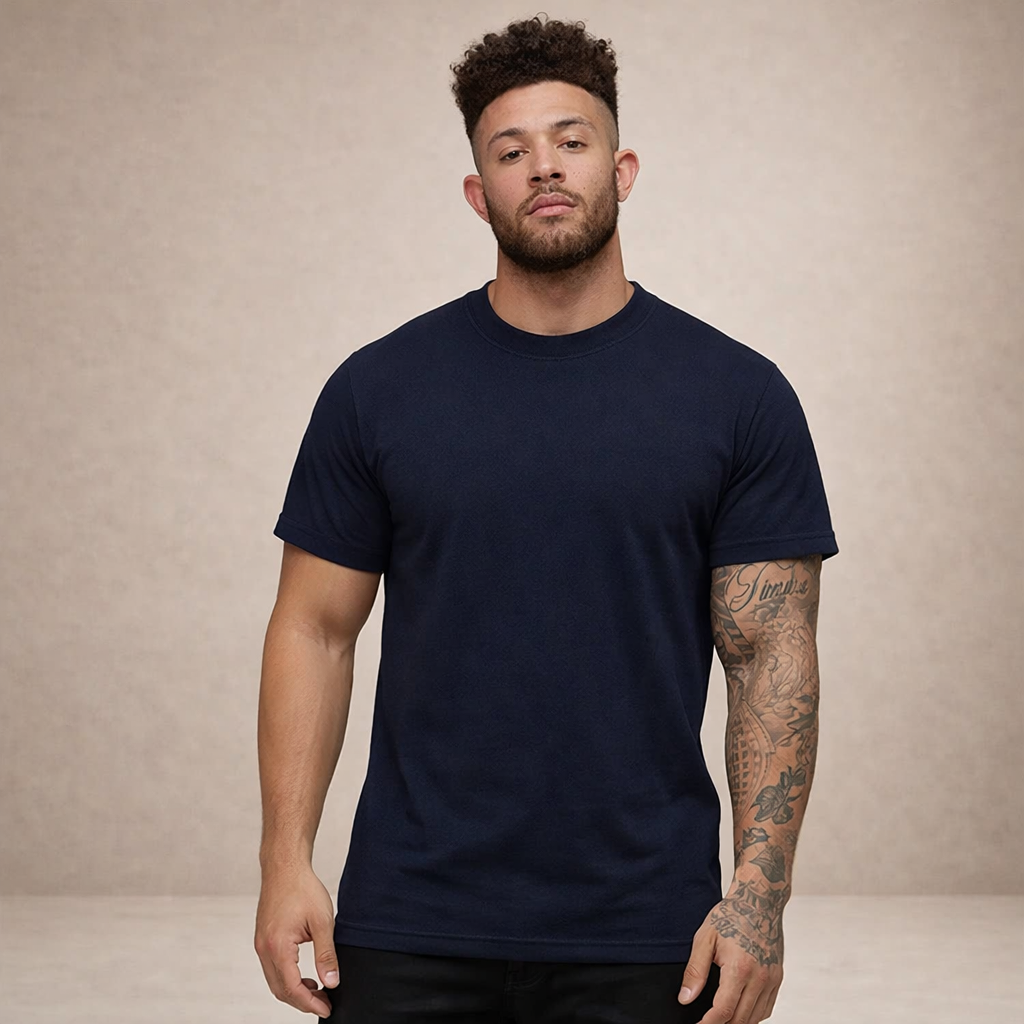 Herre Slim Fit Crew Neck Essential Bomulds T-Shirt