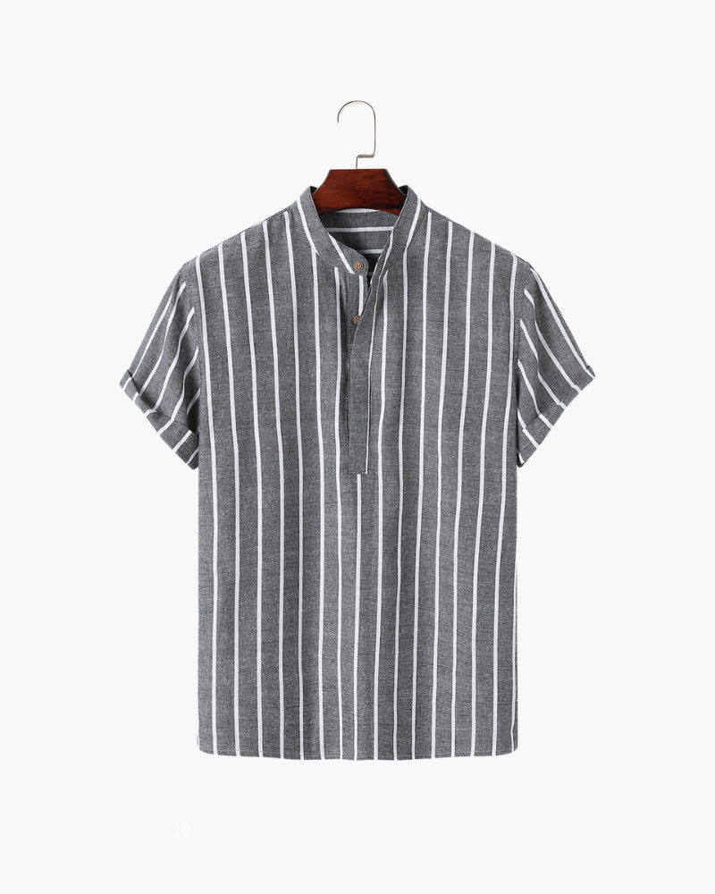 Herre Stribet Mandarin Krave Sommer Polo