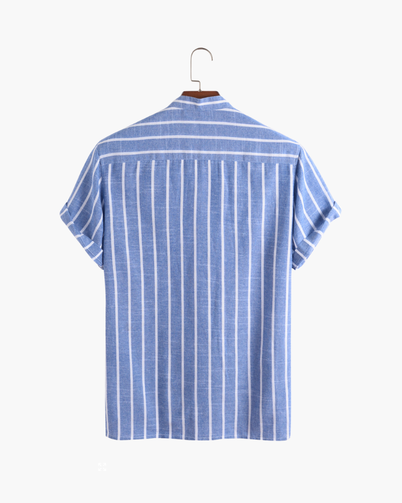 Herre Stribet Mandarin Krave Sommer Polo