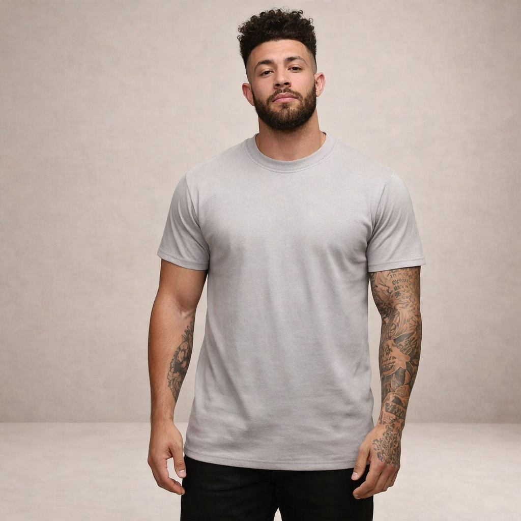 Herreslim-fit crew neck essentiel bomulds T-shirt