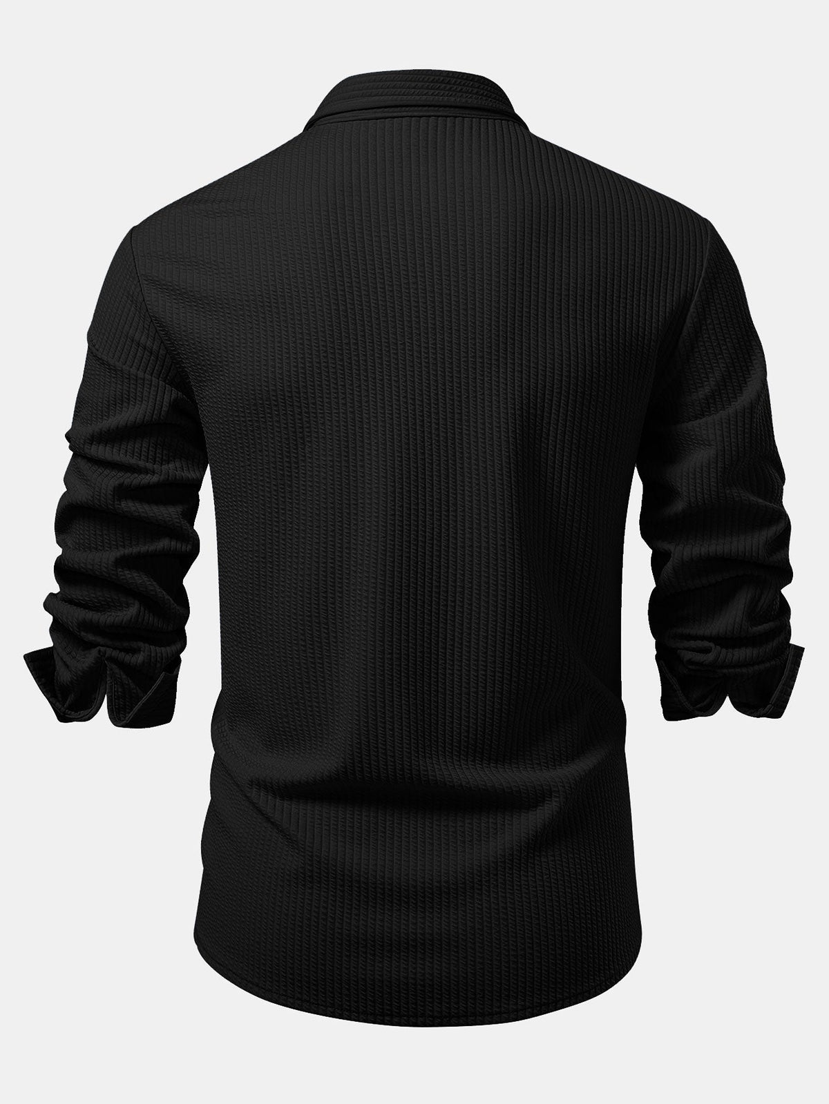 Mænds Sculpted Ribbet Stretch Skjorte – Muscle Fit Button-Up til Smart Casual Brug