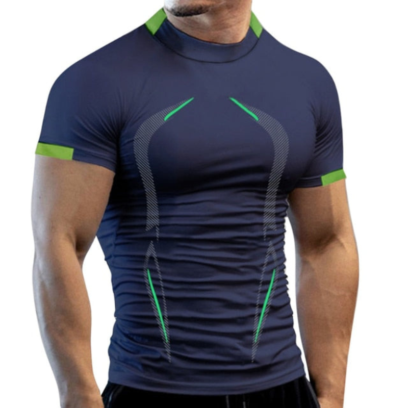 Herres kompressions sports T-shirt – Skulptureret kortærmet træningstop med performance panel detaljer