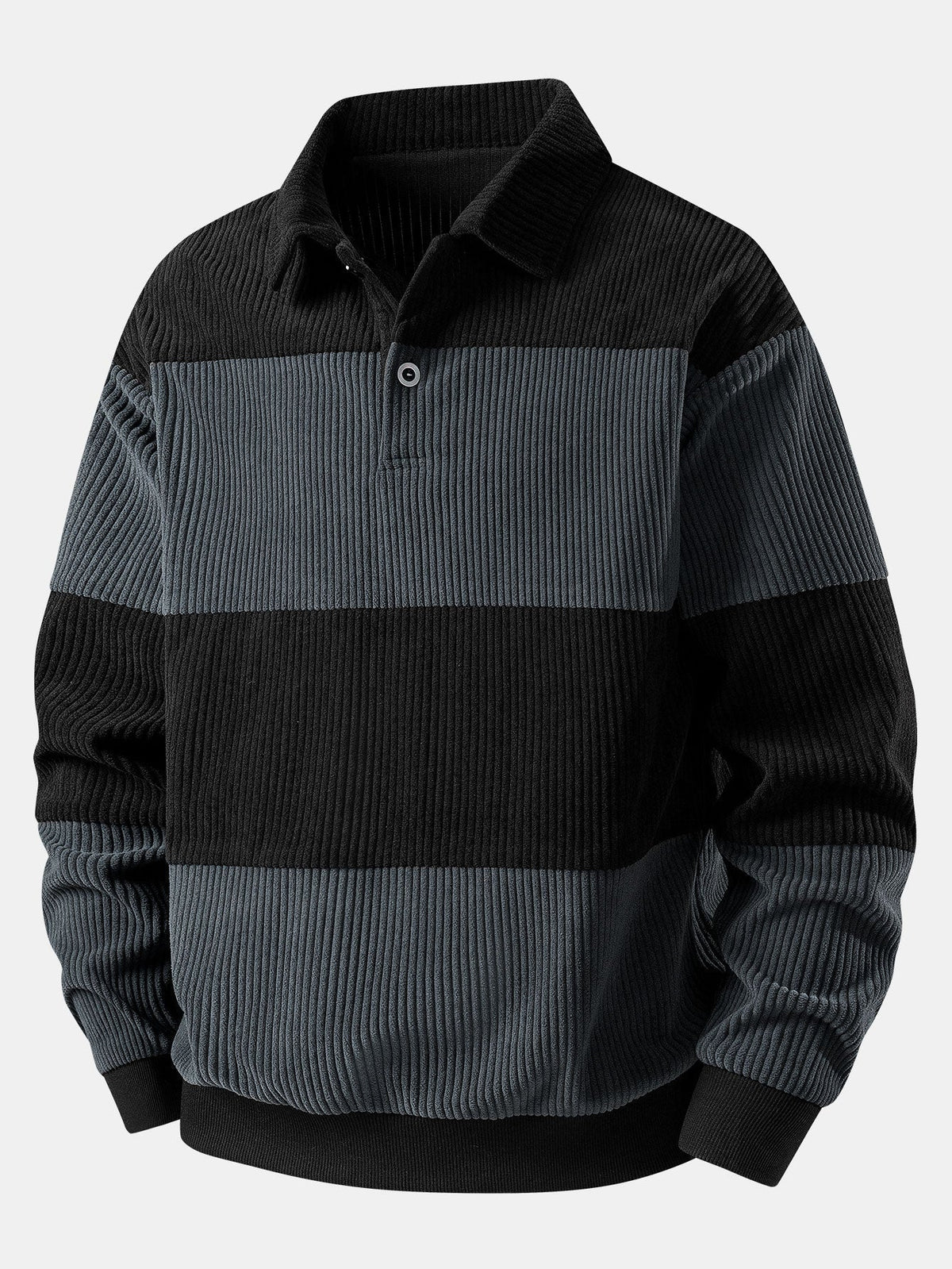 Herre Corduroy Polo Sweatshirt – Afslappet Retro Lag til Efterår og Vinter