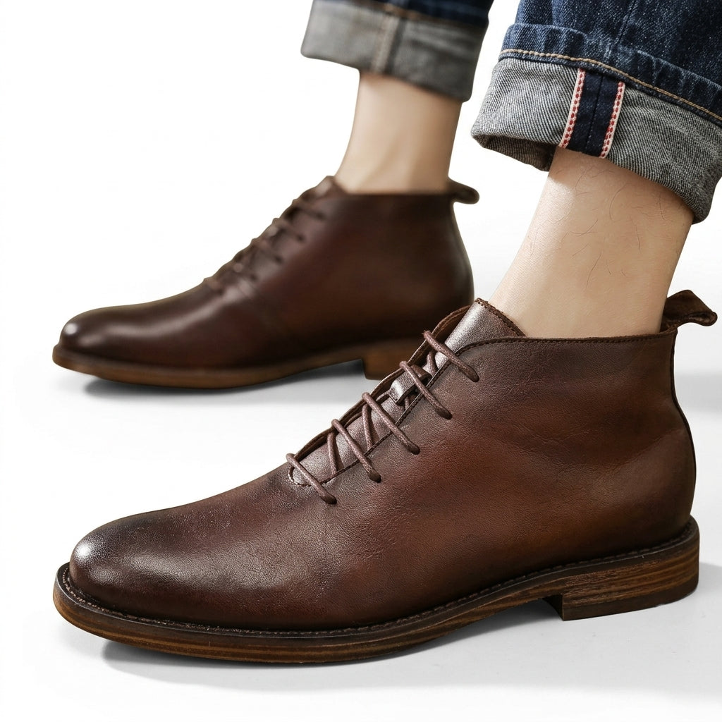 Herre Læder Slip-on Ankelstøvler