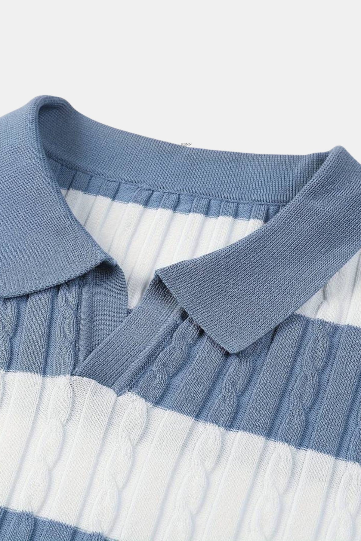 Herre Strikket Stribet Polo Tekstureret Smart Casual Sommer Skjorte