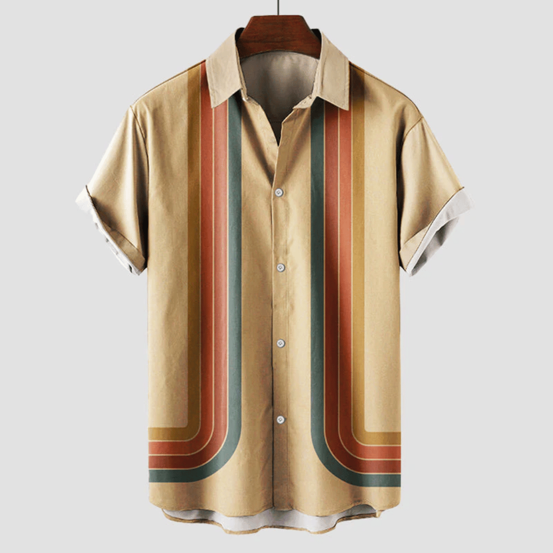 Herres Retro Kortærmet Trykt Casual Sommer Skjorte