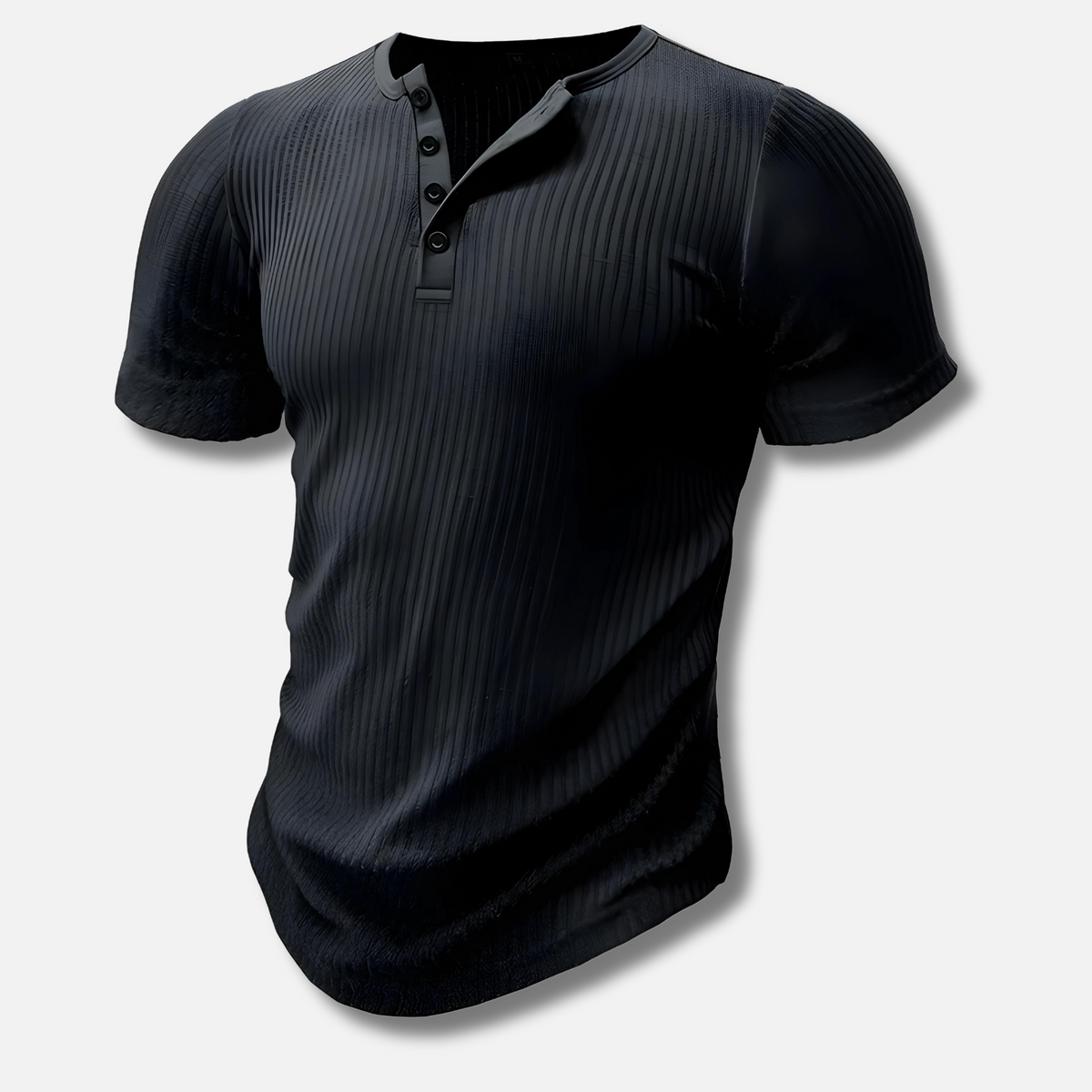 Herre Ribbet Slim Fit Kortærmet Henley T-Shirt