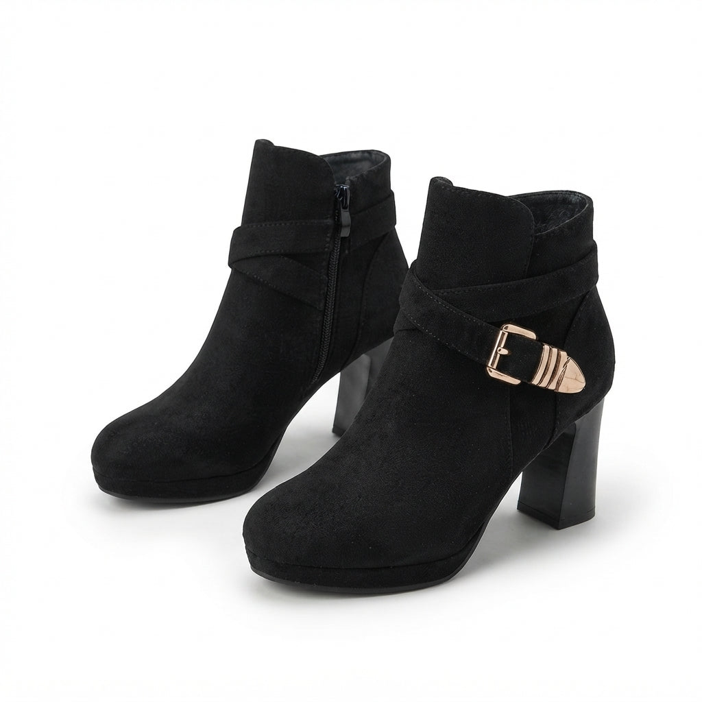 Kvinders Elegante Suede Hælede Ankelstøvler