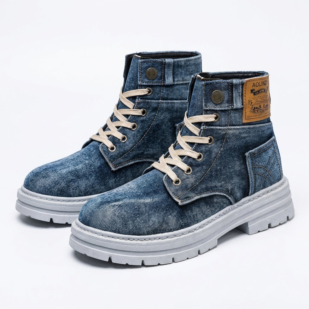 Herre Denim Combat Støvler