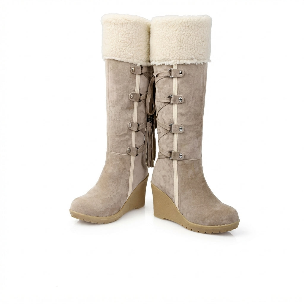 Kvinders Cosy Knæhøje Platform Støvler