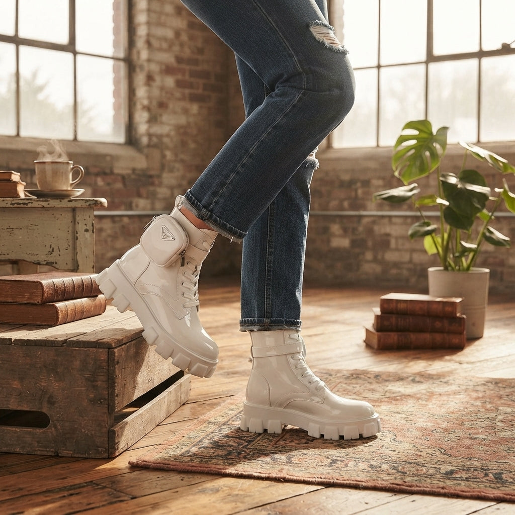 Kvinders Street Style Platform Combat Støvler