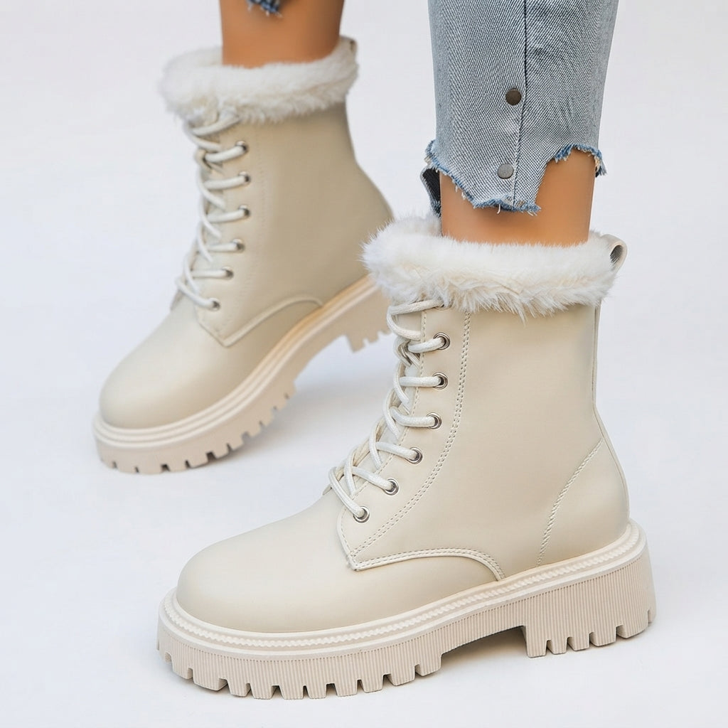 Kvinder Laced Lined Combat Boots