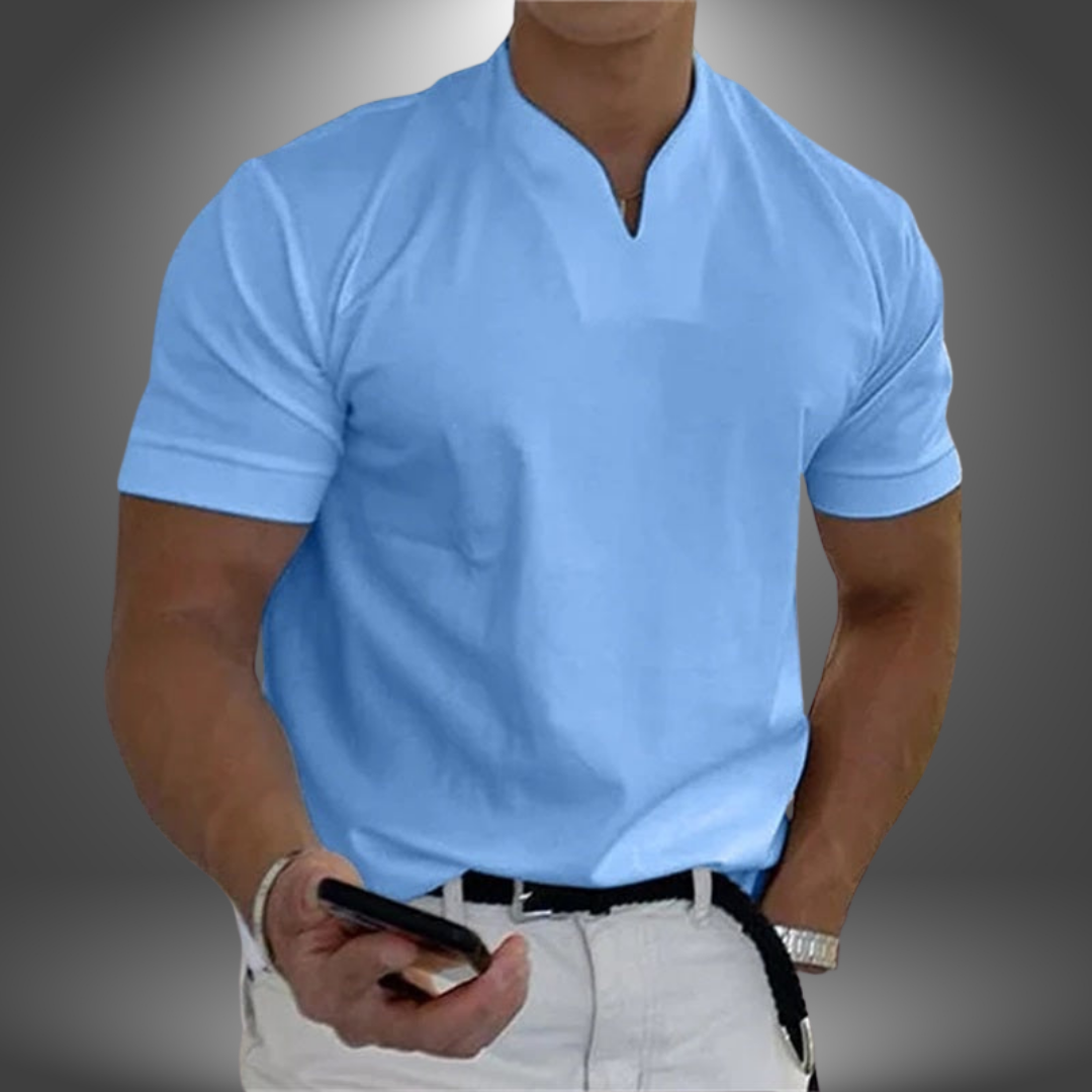 Herre Notch Neck Slim Fit Kortærmet T-Shirt