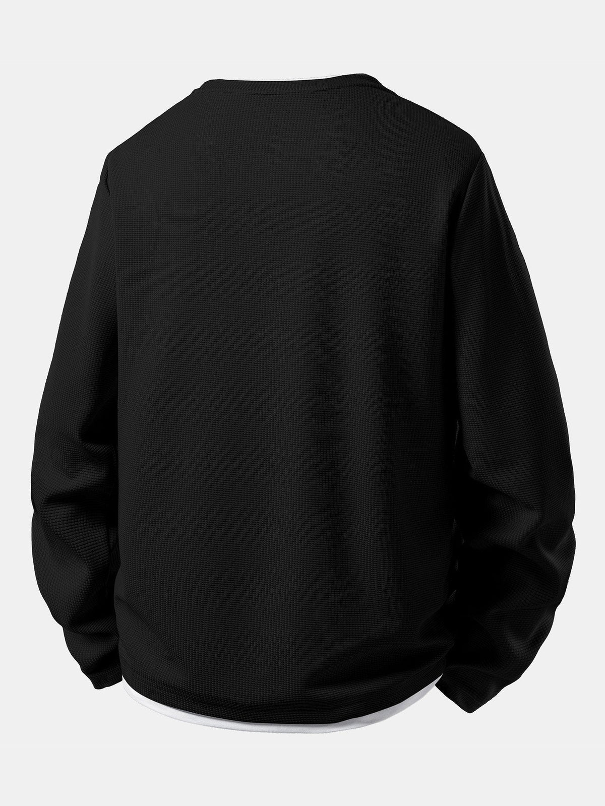 Herre Waffle Langærmet T-Shirt med Lagdelt Rund Hals – Efterårs Casual Essential