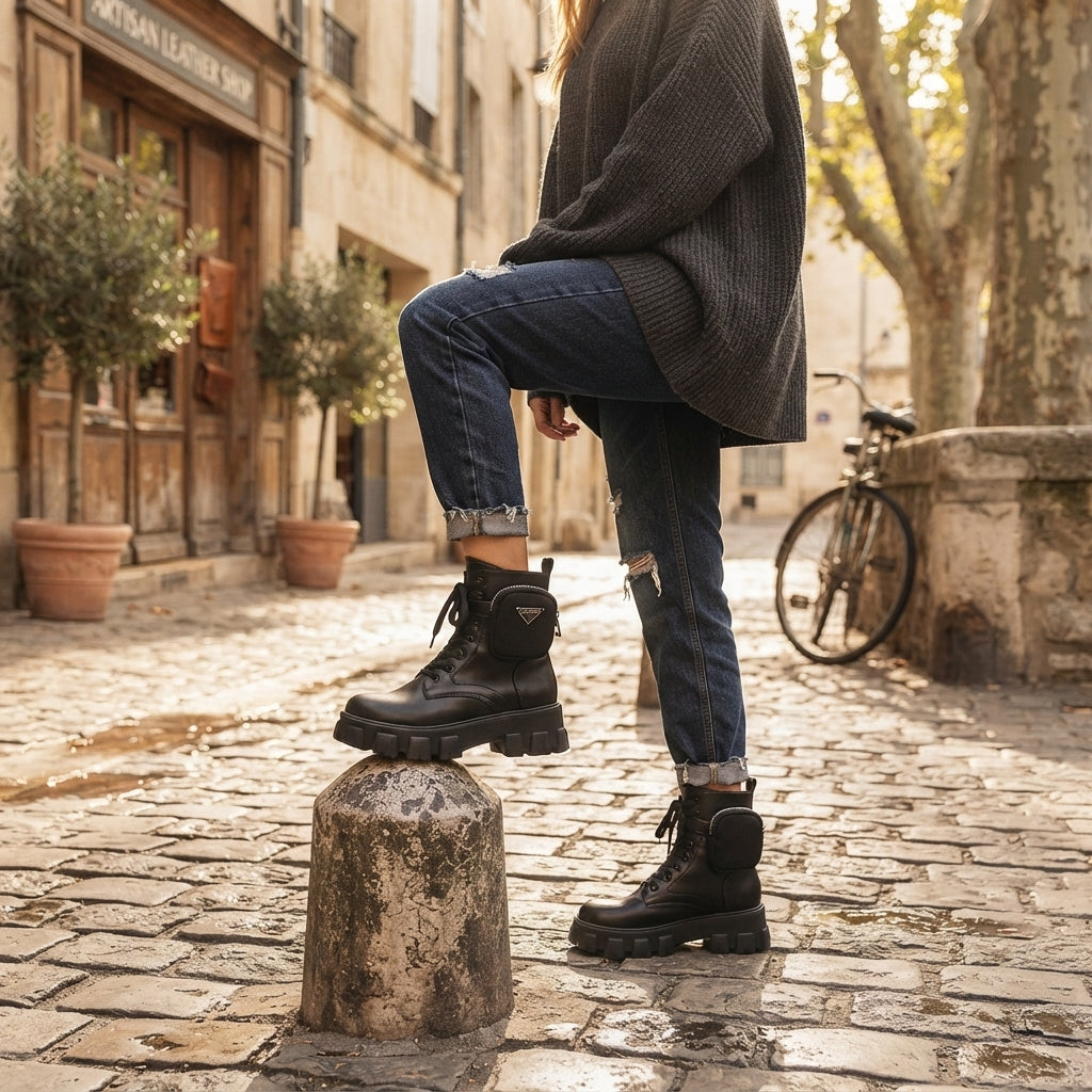 Kvinders Street Style Platform Combat Støvler