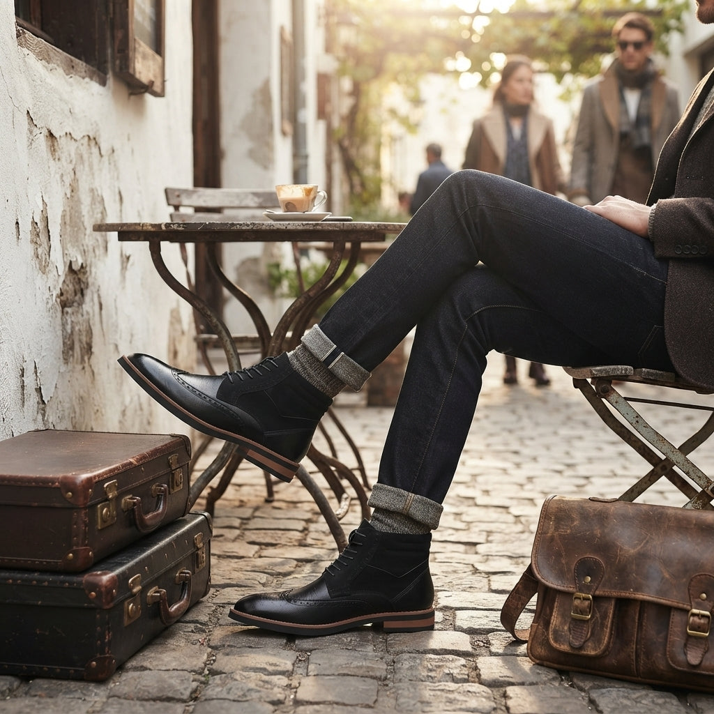 Herre Forfined Wingtip Ankelstøvler