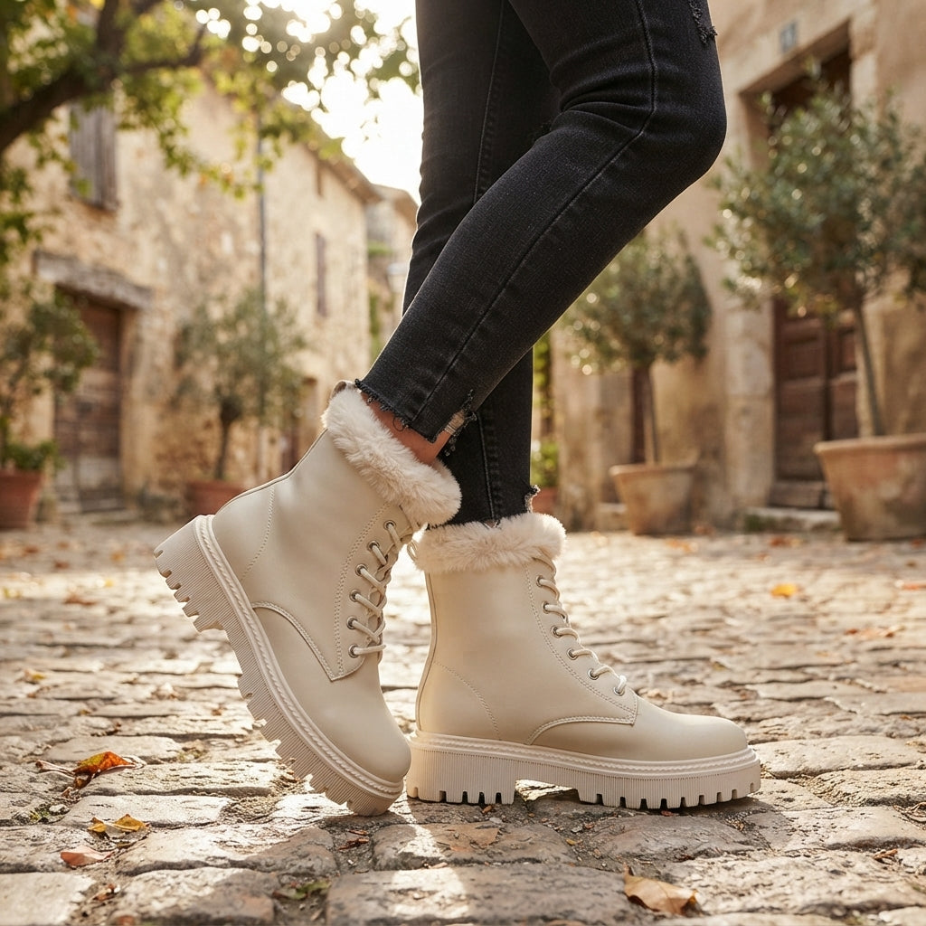 Kvinder Laced Lined Combat Boots