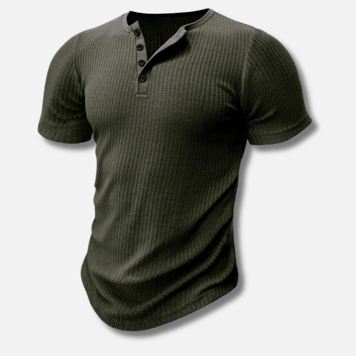 Herre Ribbet Slim Fit Kortærmet Henley T-Shirt