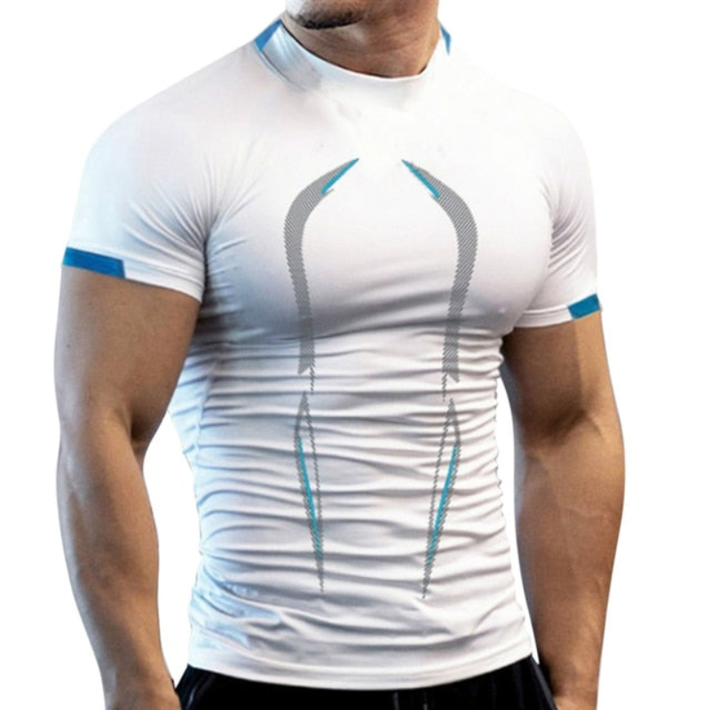 Herres kompressions sports T-shirt – Skulptureret kortærmet træningstop med performance panel detaljer