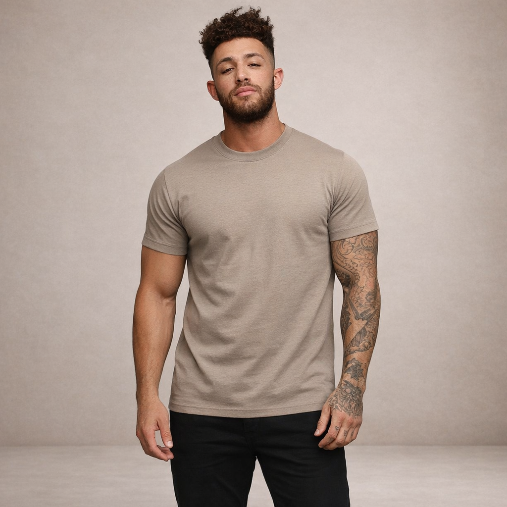 Herreslim-fit crew neck essentiel bomulds T-shirt